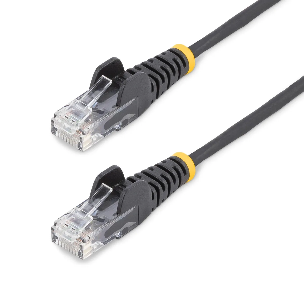 Black slim CAT6 patch cable, 7 ft, snagless RJ45 connectors