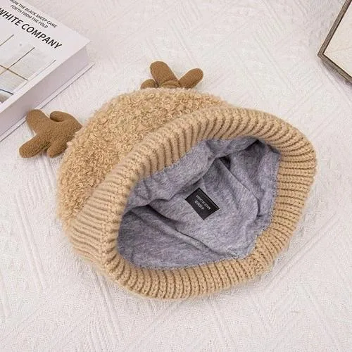 Unbranded Knitted Thermal Deer Head Hat One Size — product photo