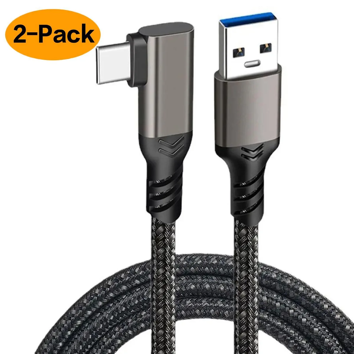WRIARICH WRIARICH Right Angle USB-A to USB-C 10 Gbps 60W Braided Cable .5 m 2 Pack — product photo