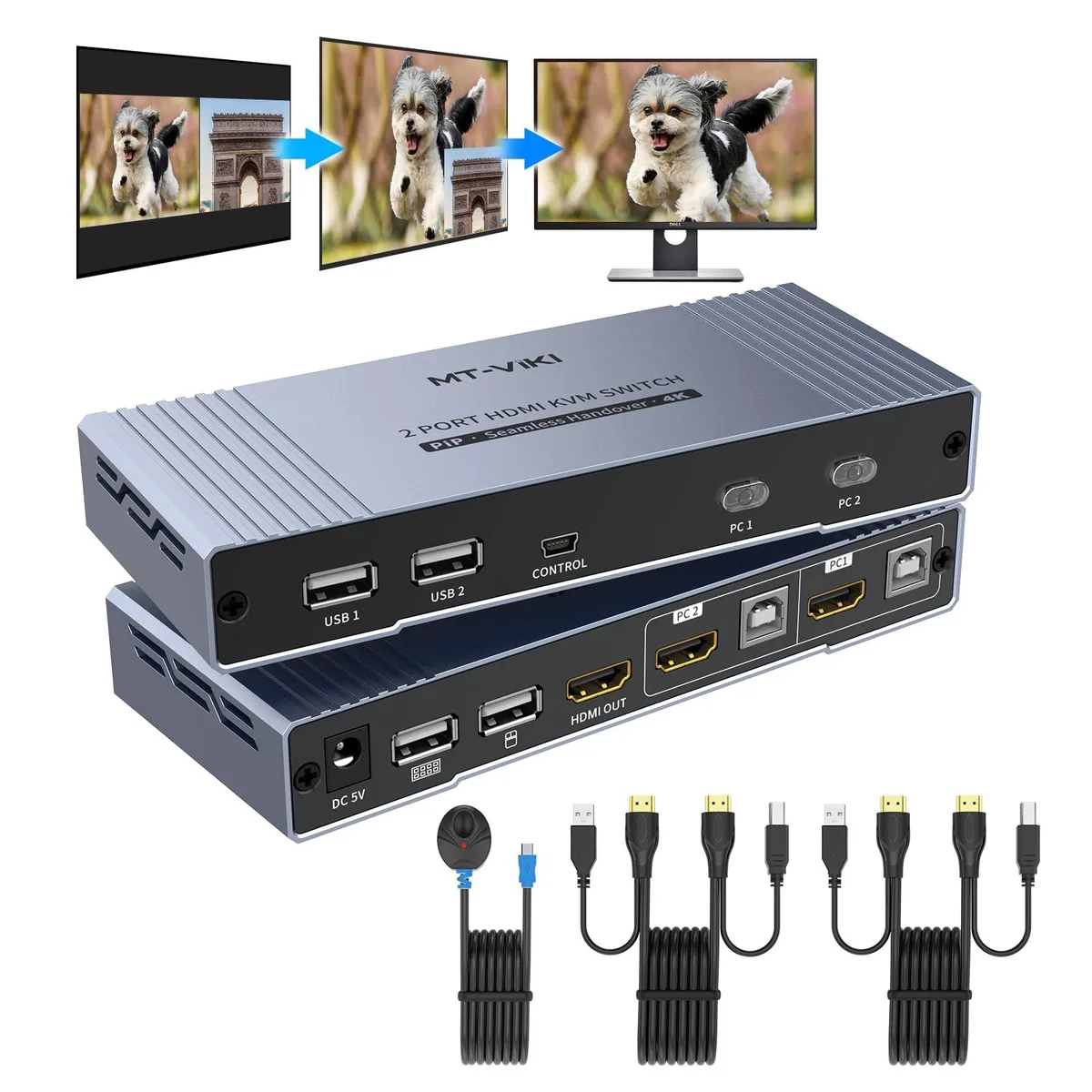 Vszerda Vszerda HK201W 2-Port HDMI KVM Switch 4K@30Hz PIP — product photo