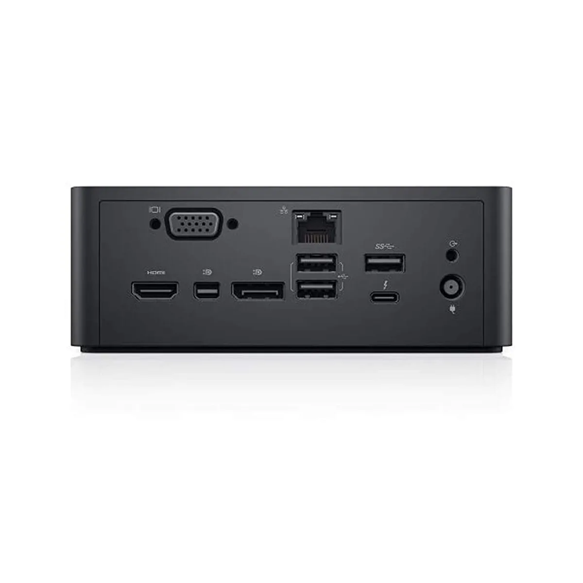 Compact square black dock with Thunderbolt cable and 240W power adapter