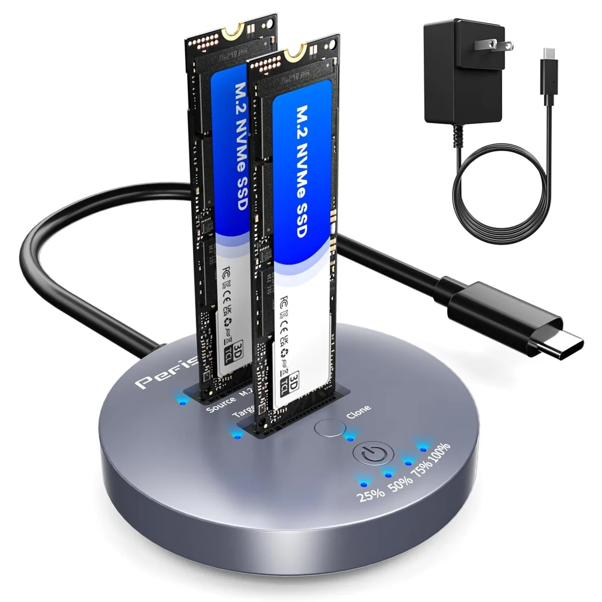 ALSEYE ALSEYE M.2 NVMe Cloner Dock 10Gbps Dual-Bay 2 in 1 accessory — product photo