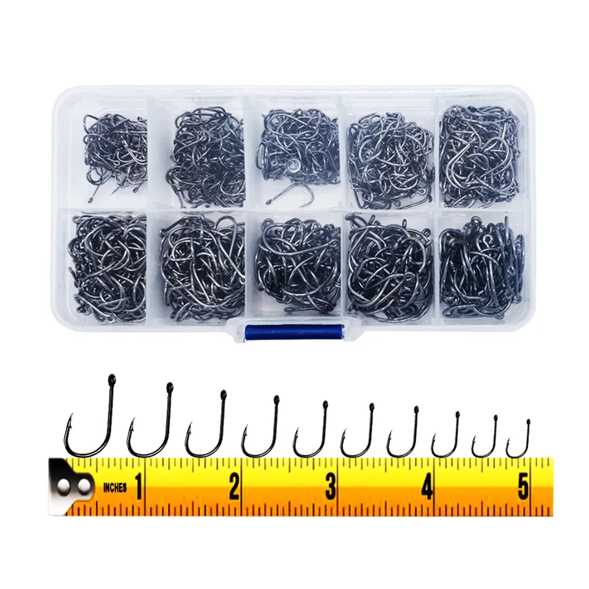  300PCS High Carbon Steel Barbed Fishing Hooks 10 Sizes — product photo