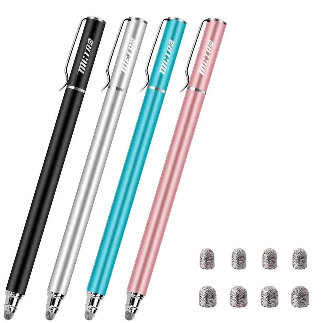 METRO 2-in-1 Fiber Tip Stylus 4-Pack with 8 Extra Tips — product photo