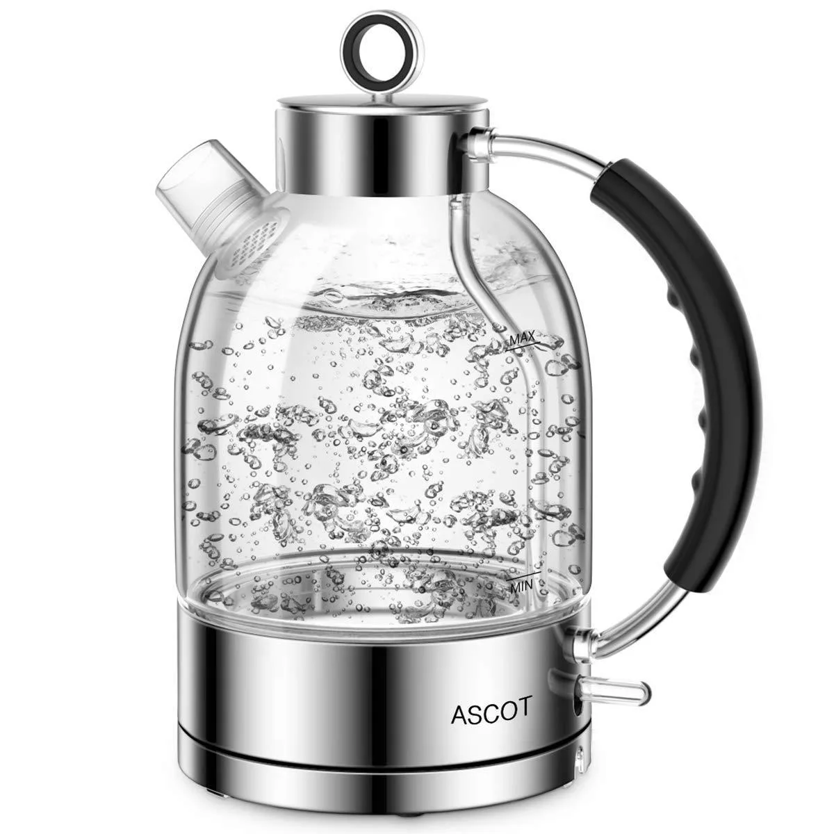  ASCOT K2 Glass Electric Kettle 1.5L 1500W Silver — product photo