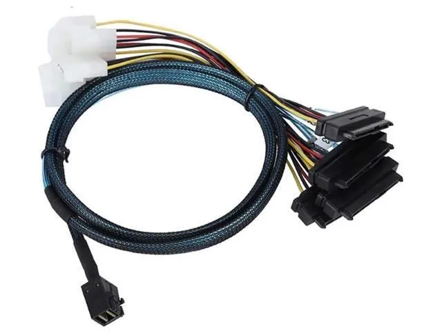 Fervit Fervit Mini SAS HD SFF8643 to 4×SAS SFF8482 Cable 39.37 inch 12Gbps 30AWG with Power Cable — product photo