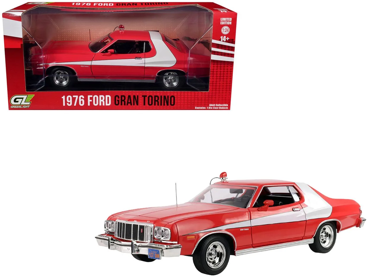 GREENLIGHT GREENLIGHT 1976 Ford Gran Torino Red White Graphics Hollywood Greatest Hits 1/24 Diecast — product photo
