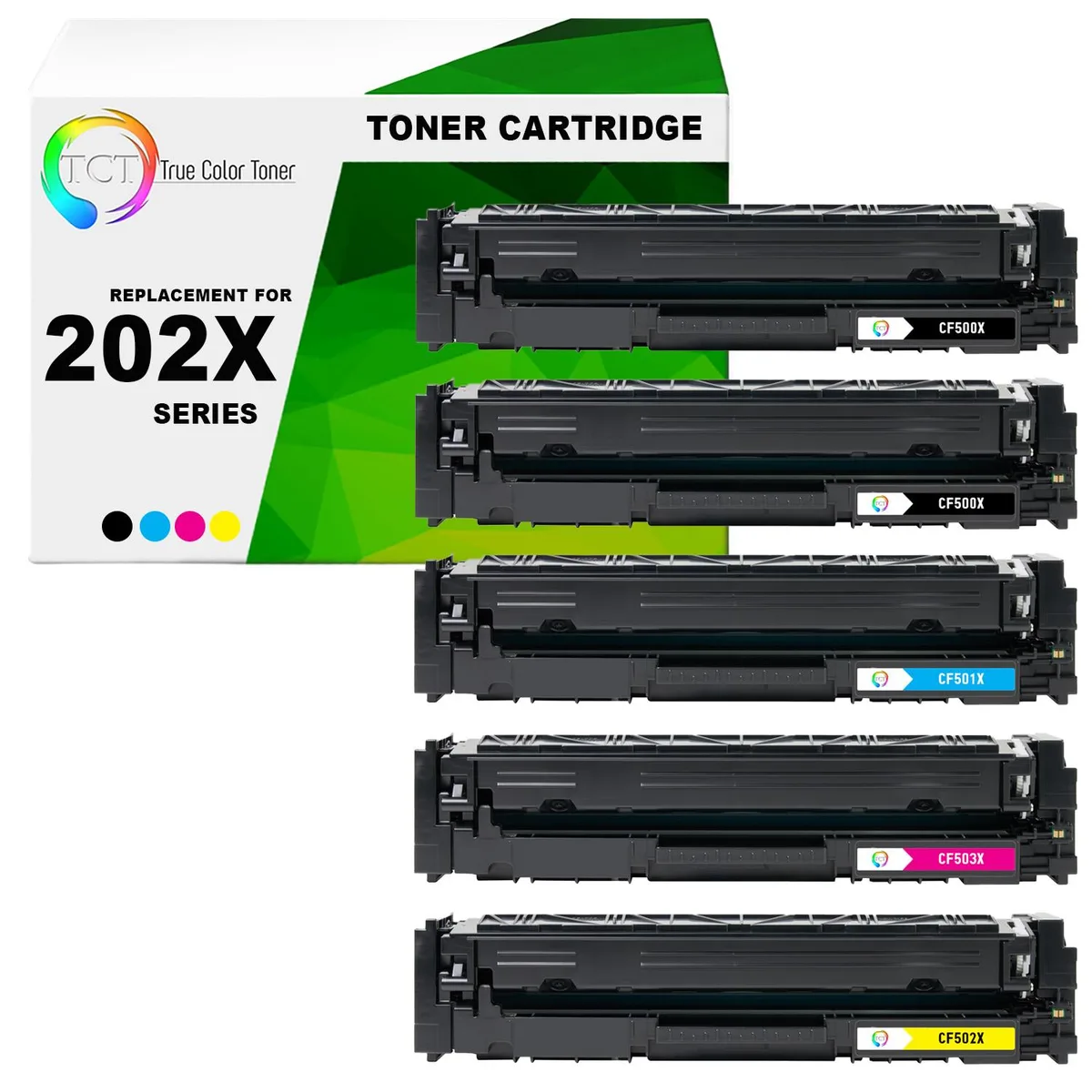 True Color Toner True Color Toner 202X CF500X CF501X CF502X CF503X 5 Pack toner cartridge — product photo