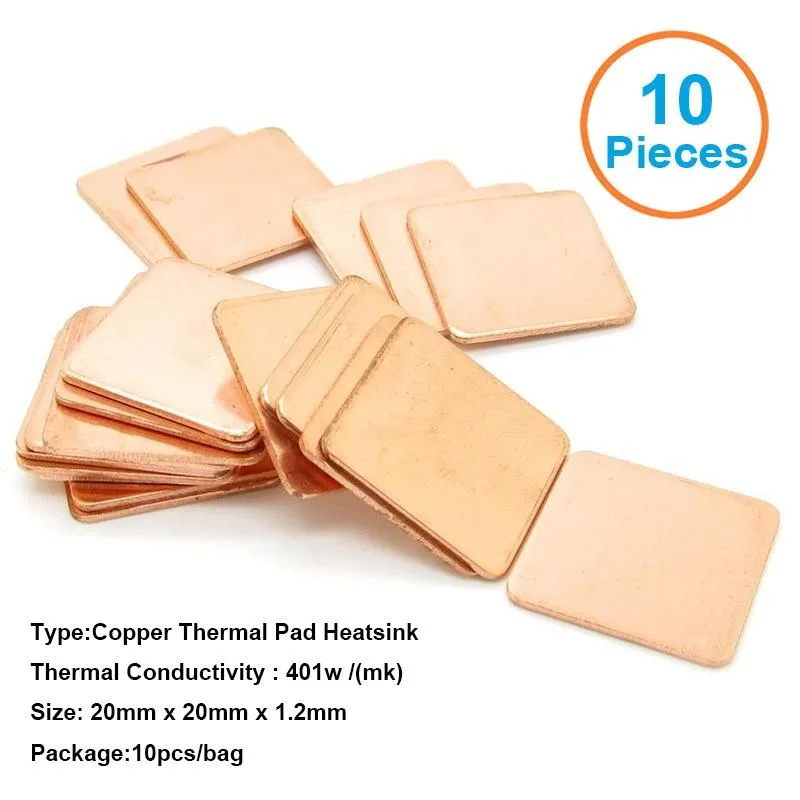 EN-Labs EN-Labs 10pcs 20x20x1.2mm Copper Shim DIY Cooling — product photo