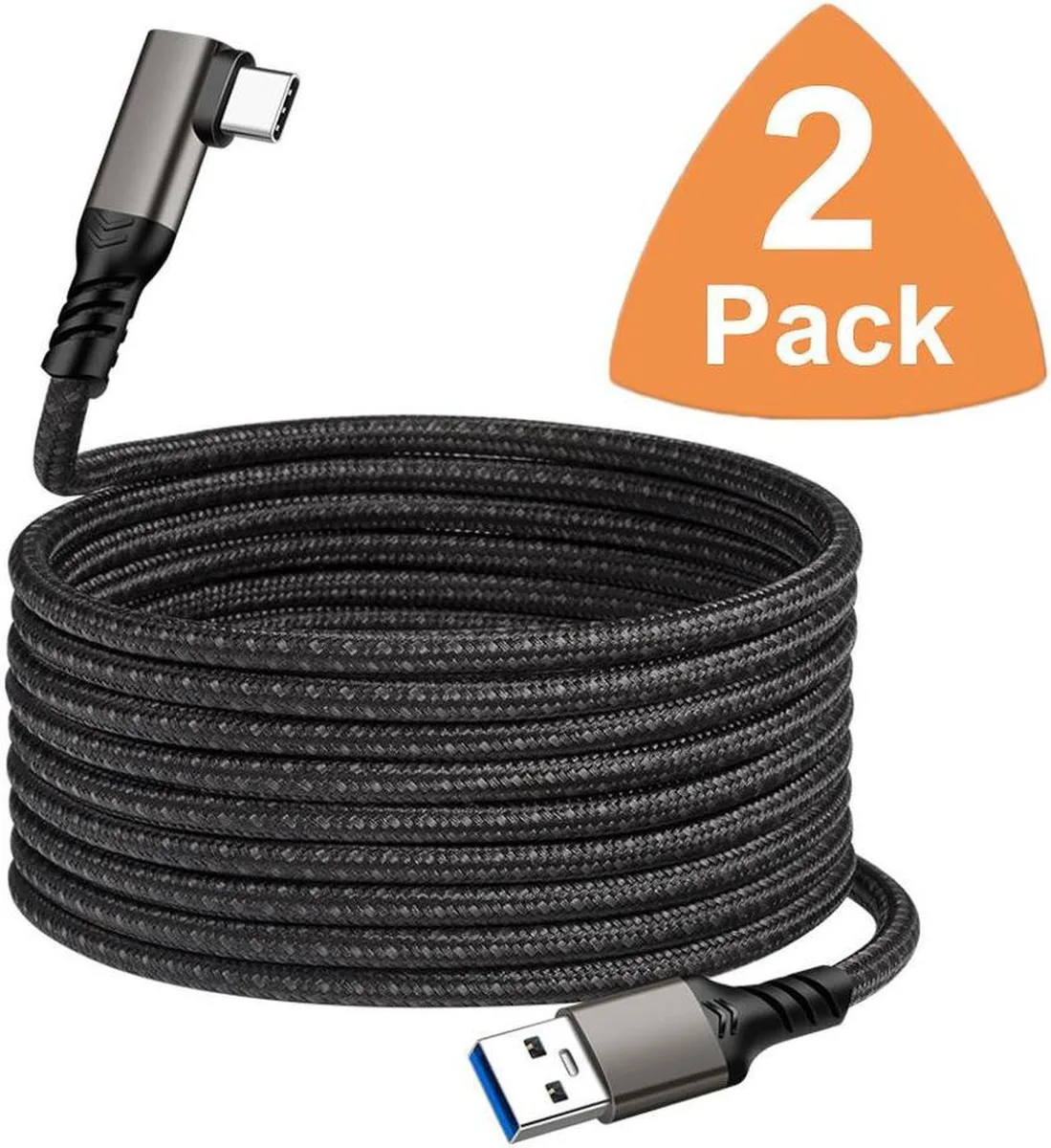 SMUGDESK SMUGDESK USB 3.1 Gen 2 A to C 90° Braided 6.6ft 2-Pack — product photo