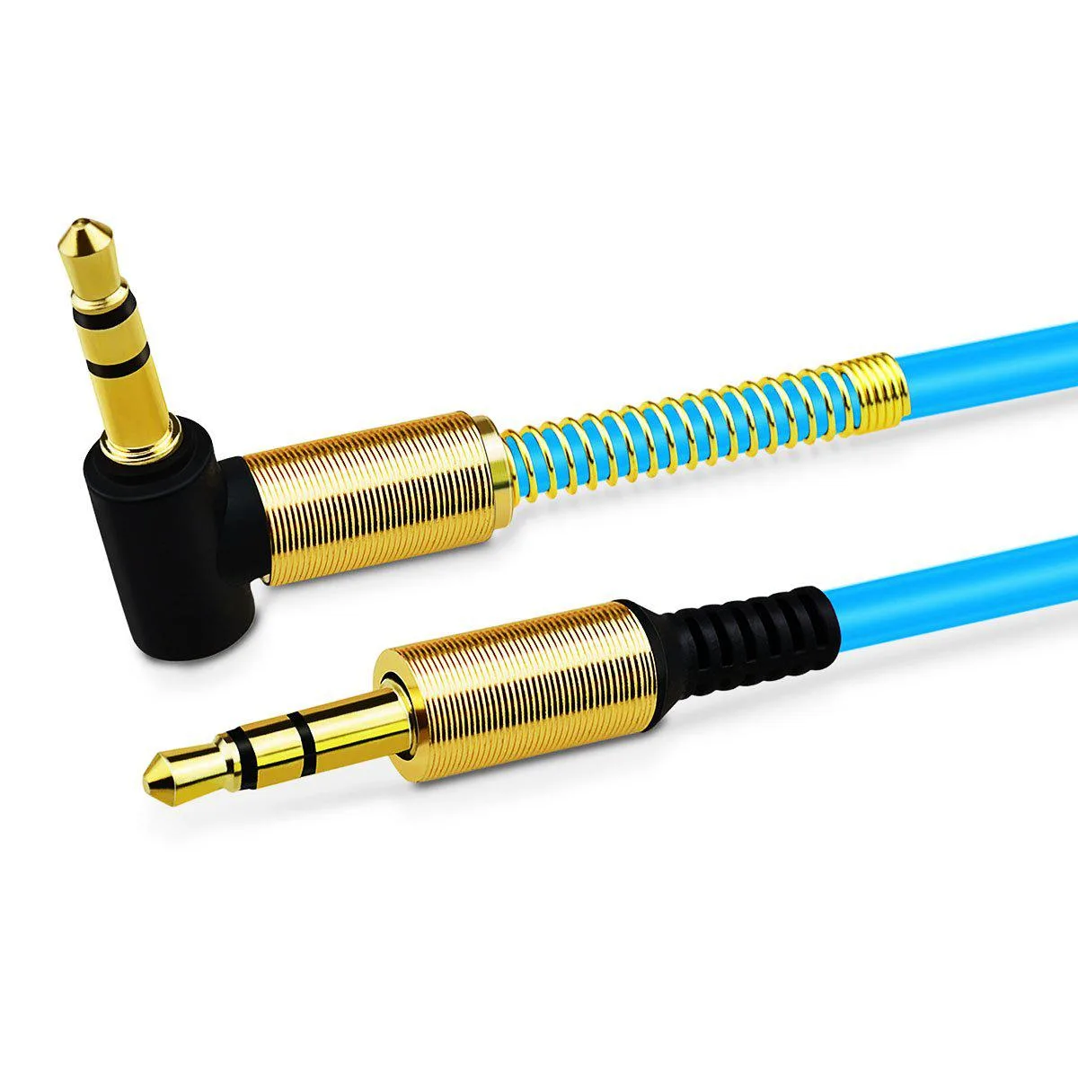 JacobsParts Inc. JacobsParts Inc. 3.5mm AUX Cable Right Angle Male 3 ft Blue — product photo