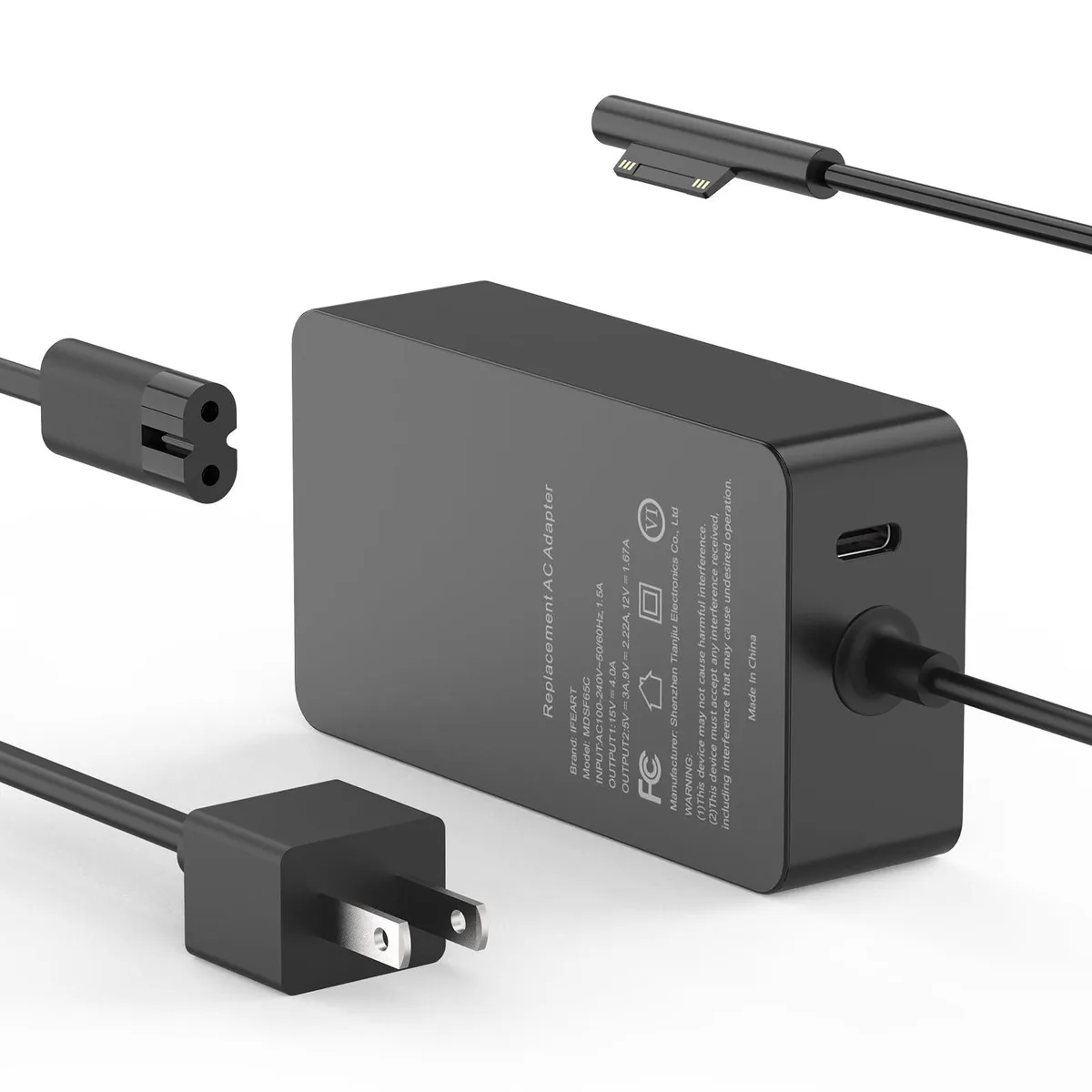  2-Power 1706 65W AC adapter with 20W USB-C 10ft — product photo