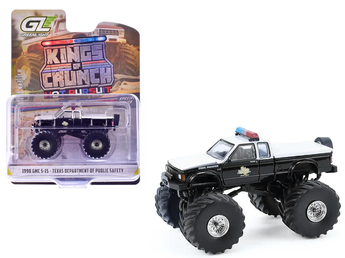 GREENLIGHT GREENLIGHT 1990 GMC S-15 Monster Truck Texas Department of Public Safety 1/64 Scale Diecast — product photo