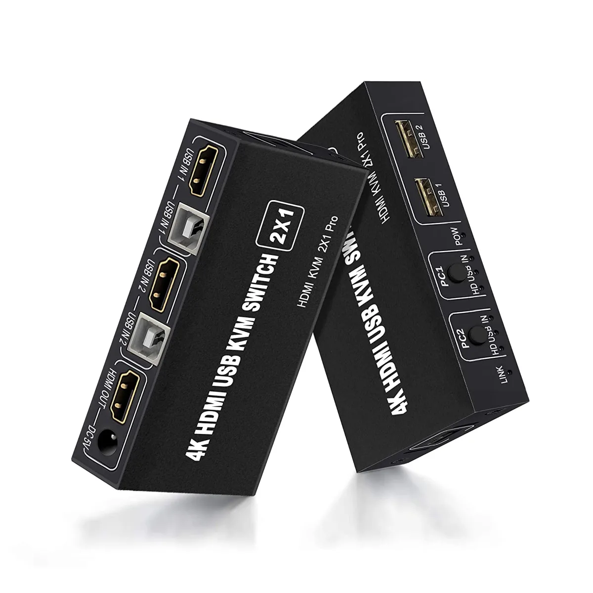 IHDAPP IHDAPP 2-Port HDMI KVM Switch 4K 30Hz 3×USB 2.0 Button &amp; Desktop Control — product photo