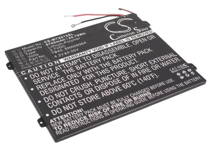 Rectangular lithium-ion tablet battery, silver label, 6700mAh 24.79Wh
