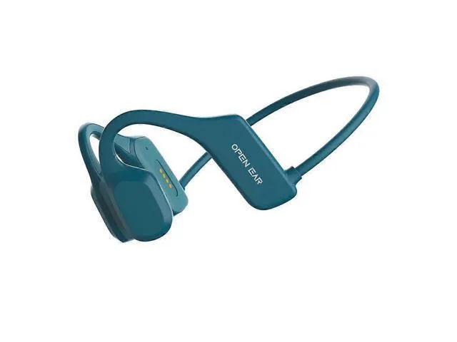 Black open-ear bone conduction headphones with flexible wraparound frame and silicone pads