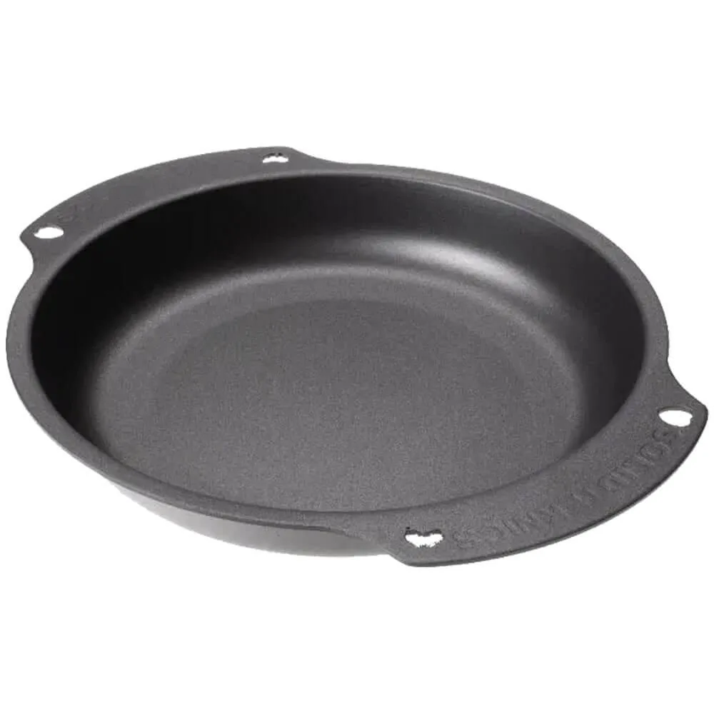9.5 inch wrought iron pan with dual handles, seasoned finish