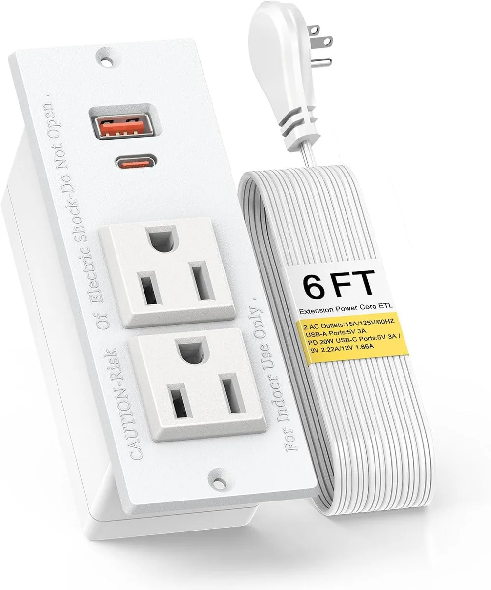 BFKK BFKK Recessed Power Strip USB-C PD 20W White — product photo