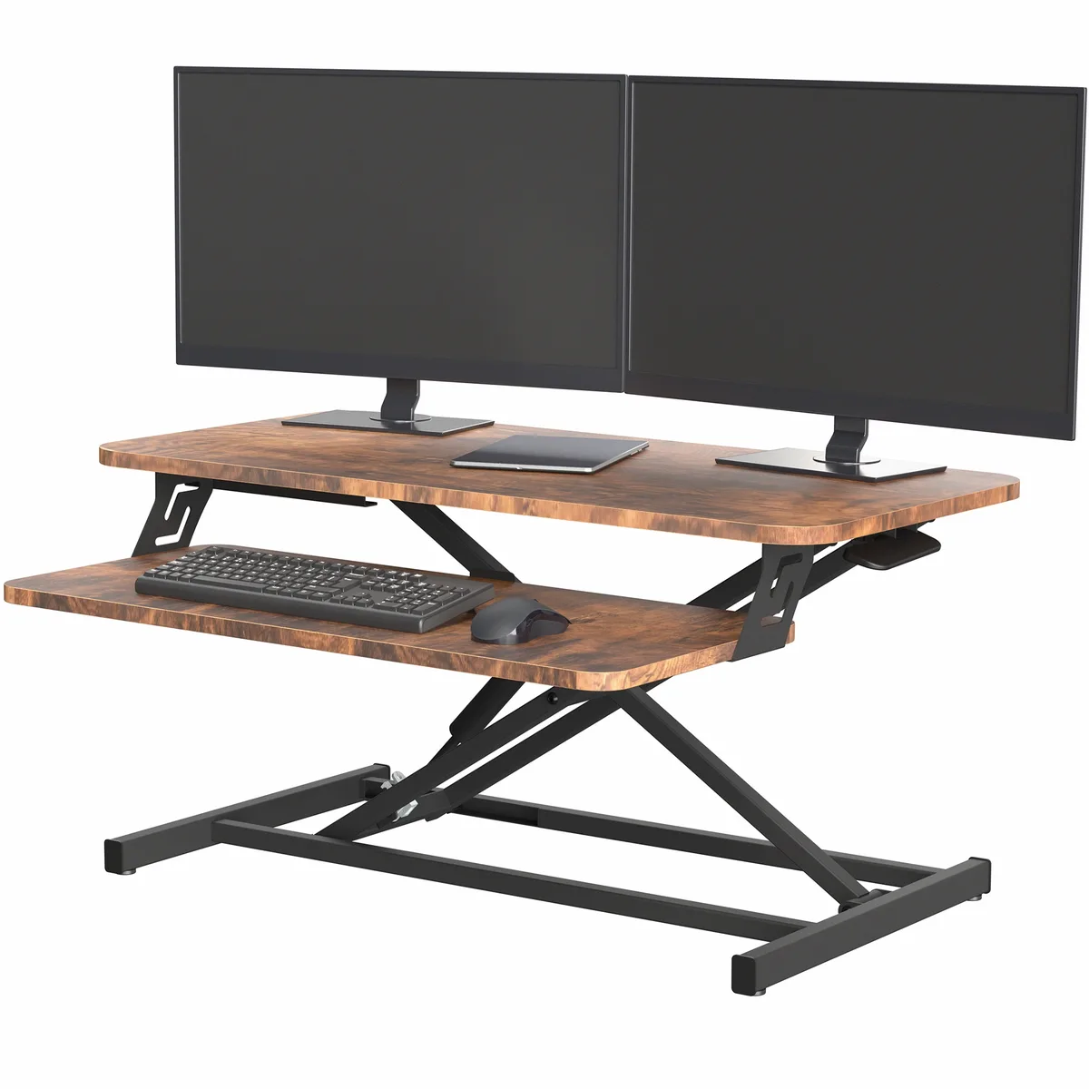 VIVO VIVO Rustic Vintage Brown 32" Standing Desk Monitor Riser office furniture — product photo