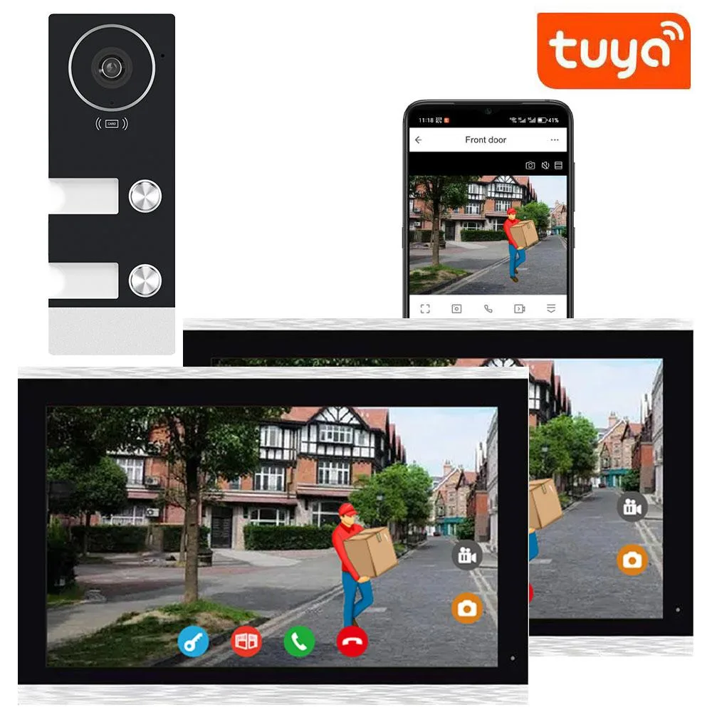 visiPower visiPower 2-Unit 4-Pin Wired Video Intercom 10" Touch Monitor 32GB 140° 1080p — product photo