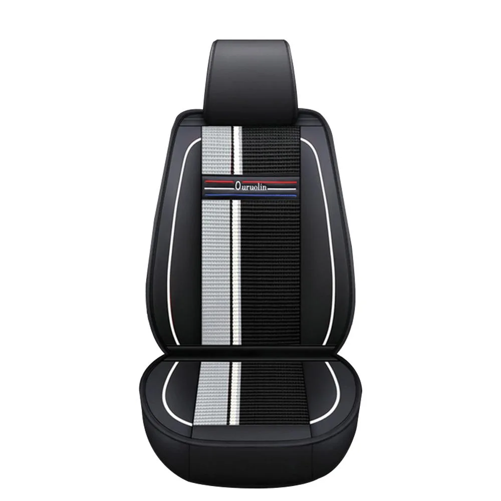 muchkey muchkey Car Seat Cover 5 Seats PU Leather Black White Universal — product photo