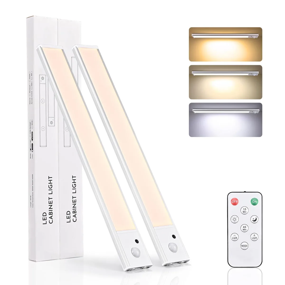 Two silver 11.8-inch LED bars with plastic covers and magnetic mounts