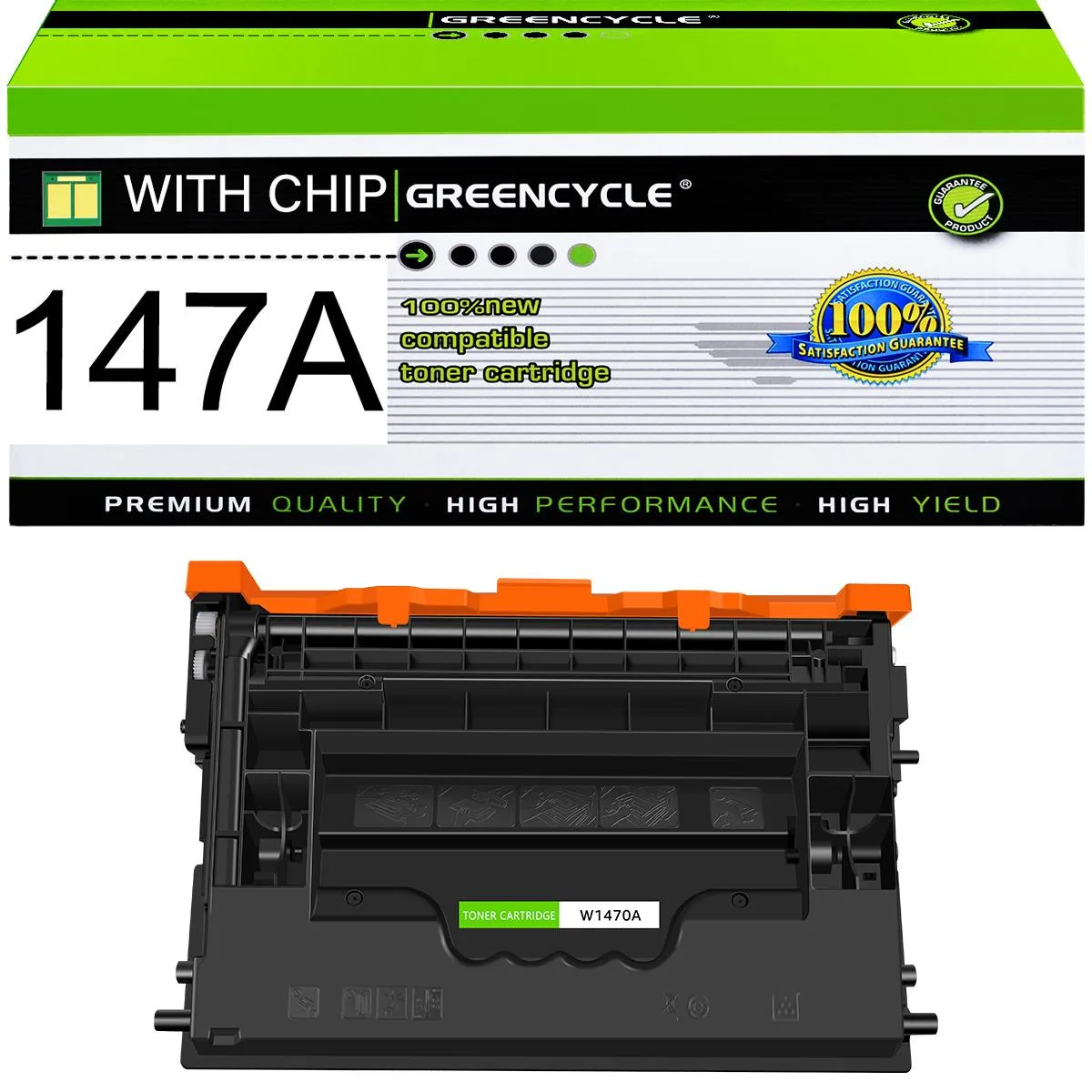 GREENCYCLE GREENCYCLE W1470A 147A Black Toner Cartridge 10500 Pages — product photo