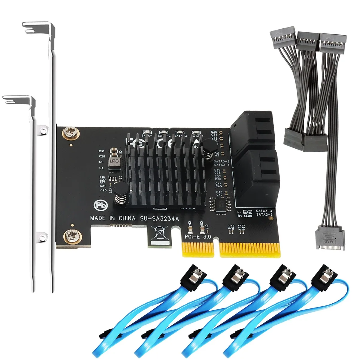 GLOTRENDS GLOTRENDS SA3234A 4-port PCIe X2 SATA 3.0 expansion card — product photo