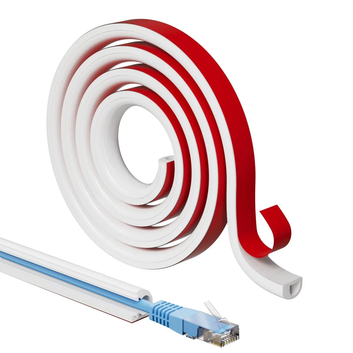  KAYLEINSTER Silicone Cord Hider Self-Adhesive White 39 in W 0.54 H 0.39 — product photo