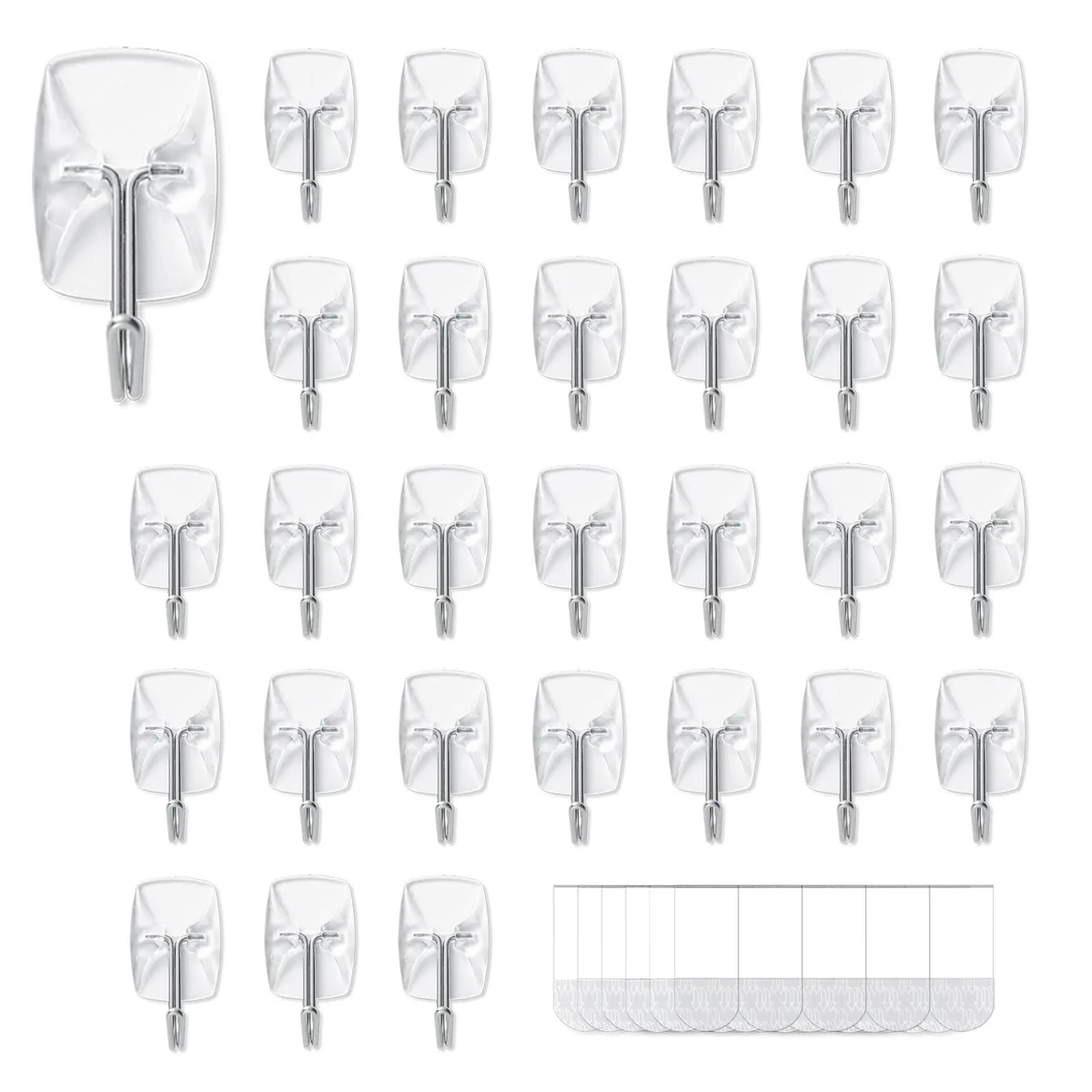 Clear wall hooks and adhesive strips value pack
