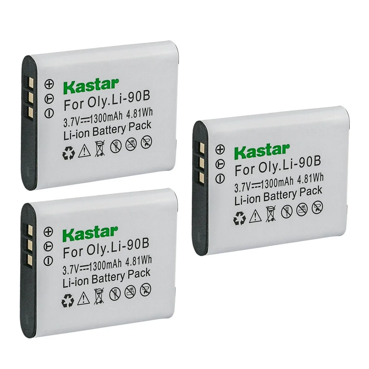 Kastar Kastar 3-Pack Li-90B Li-92B TG-1 TG-2 TG-3 TG-4 TG-5 TG-6 3.7V 1300mAh Camera Battery — product photo