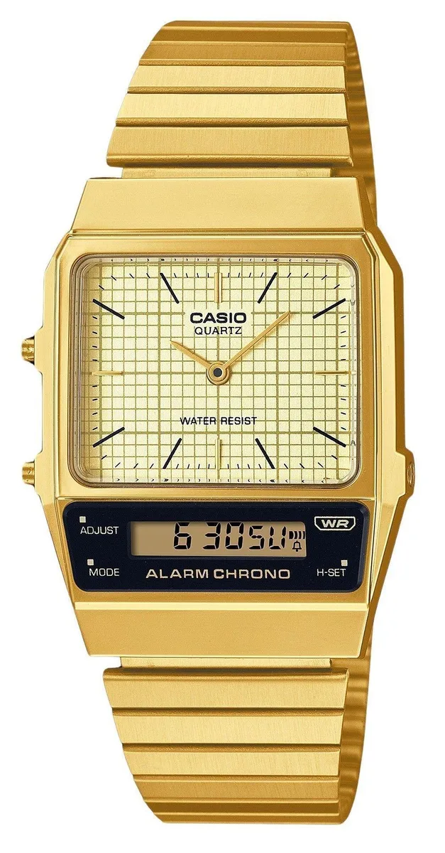 CASIO CASIO AQ-800EG-9A Vintage Analog Digital Beige Dial Gold Tone Stainless Steel Unisex Watch — product photo