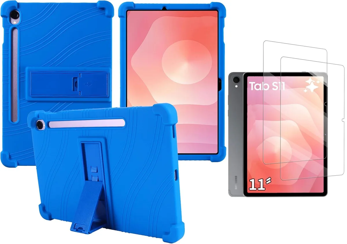 anicestore anicestore SM-X730 Silicone Case &amp; 2× Tempered Glass for Samsung Galaxy Tab S11 11" 2025 (Black) — product photo