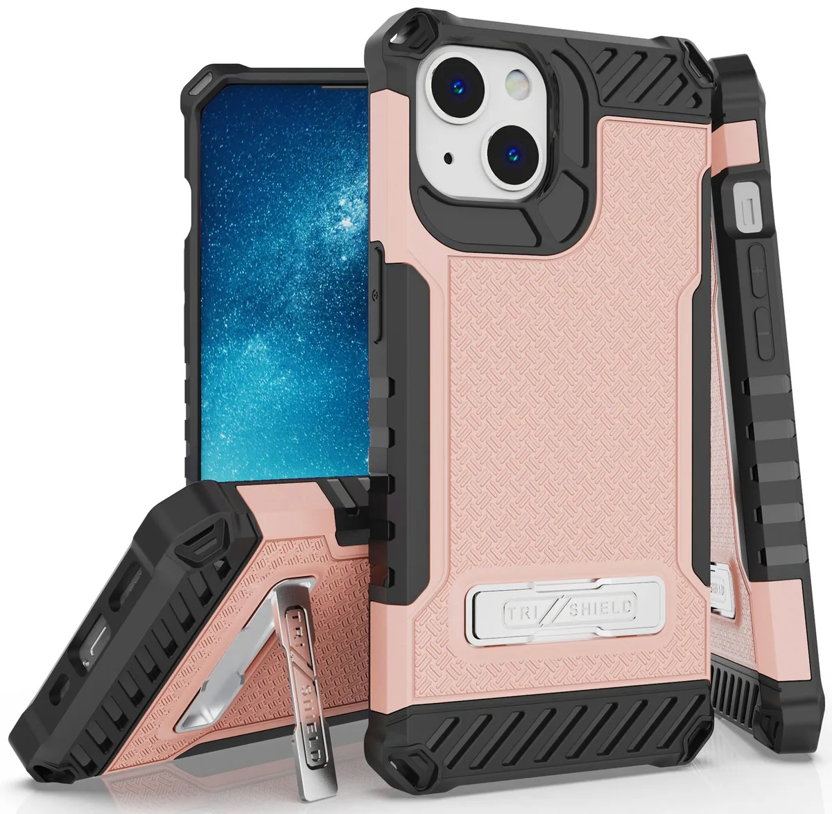 Nakedcellphone Nakedcellphone Tri-Shield Kickstand Case + Lanyard Strap Blush Pink for iPhone 13 — product photo