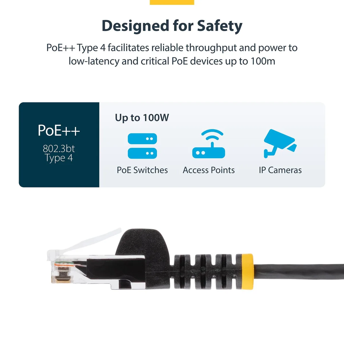 STARTECH STARTECH 15ft Black Slim CAT6 Ethernet Cable LSZH 28AWG — product photo