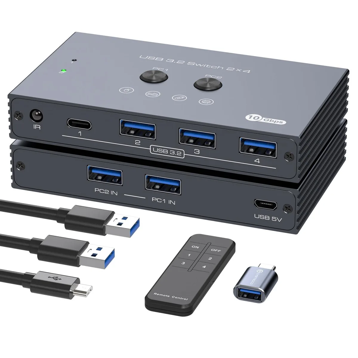 Bolton Technical Bolton Technical USB 3.2 Switch 2 Computers 4 Ports 10Gbps IR Remote — product photo