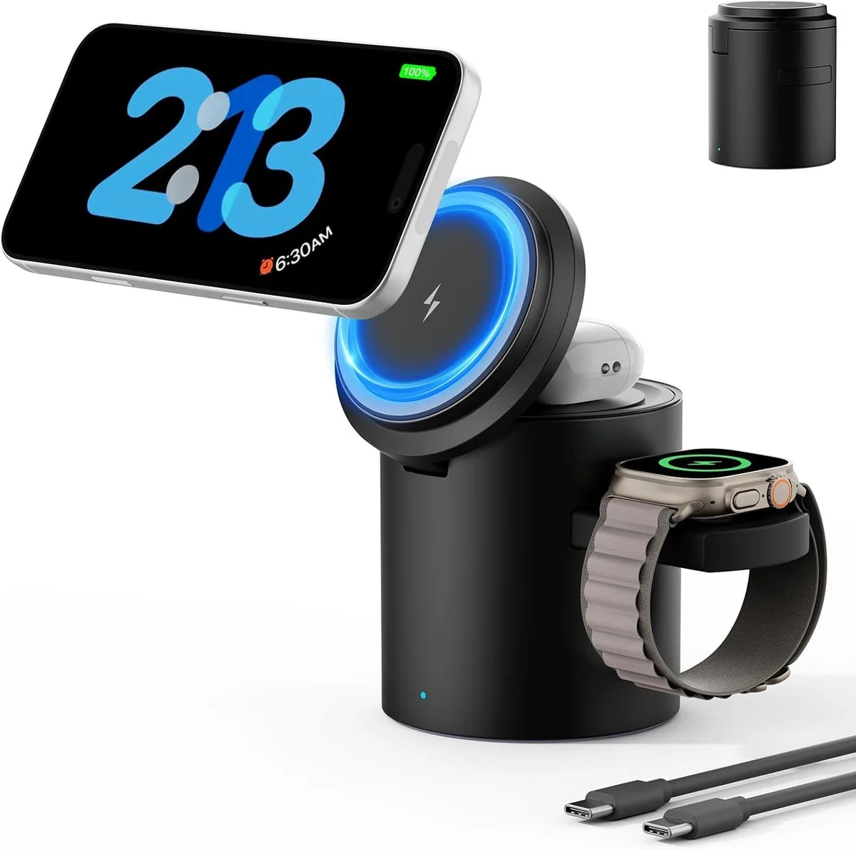 Luisport Luisport Foldable 3-in-1 Wireless Charger MagSafe 15W Black — product photo