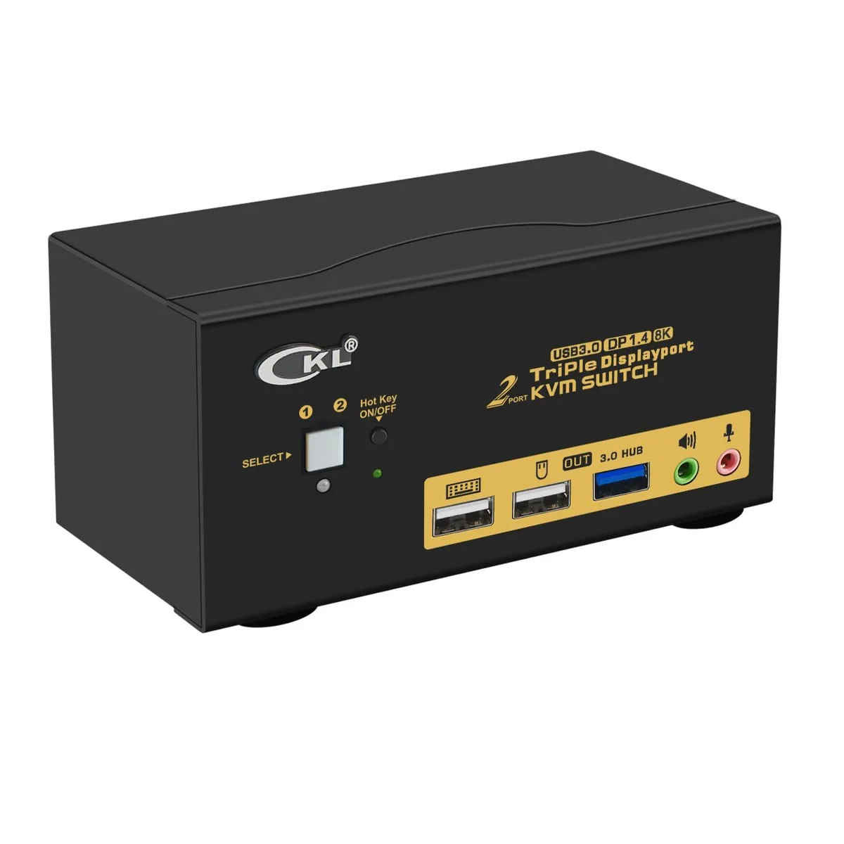 Vszerda Vszerda 623DP-4 KVM Switch 2 Computers 3 Monitors DisplayPort 1.4 8K 30Hz 5K 60Hz 4K 144Hz USB 3.0 — product photo