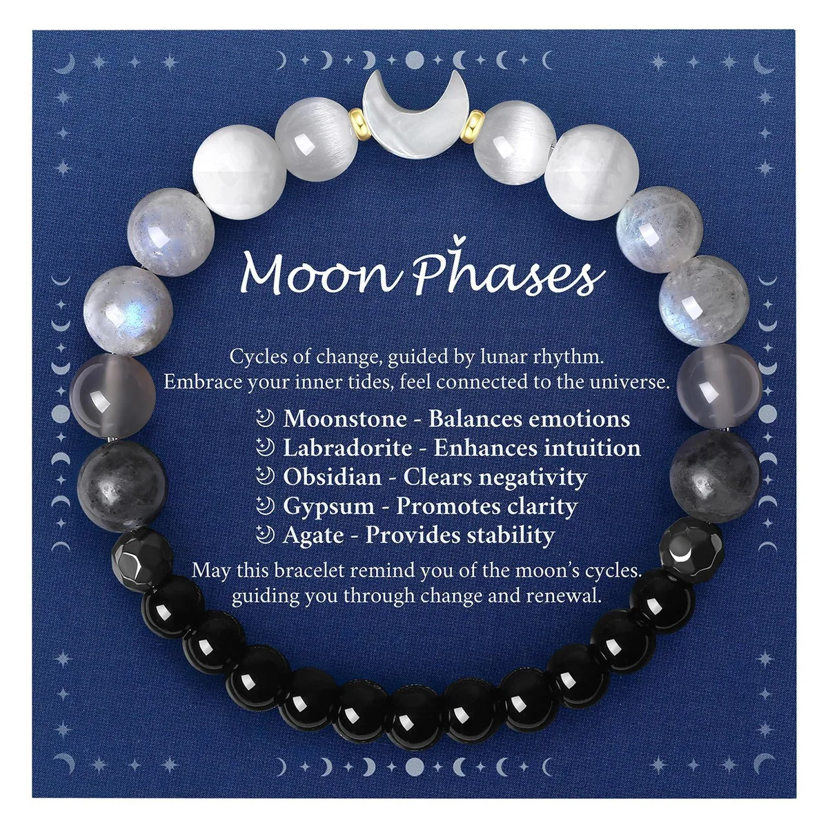  Moon Phase Moonstone Bracelet 8mm natural stones 6.5-7.5 — product photo