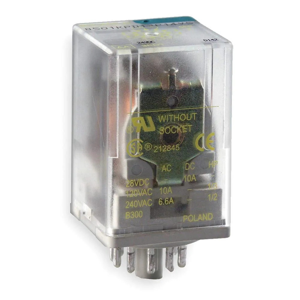 Square D 11-pin octal relay socket, enclosed body with LED indicator and mechanical flag