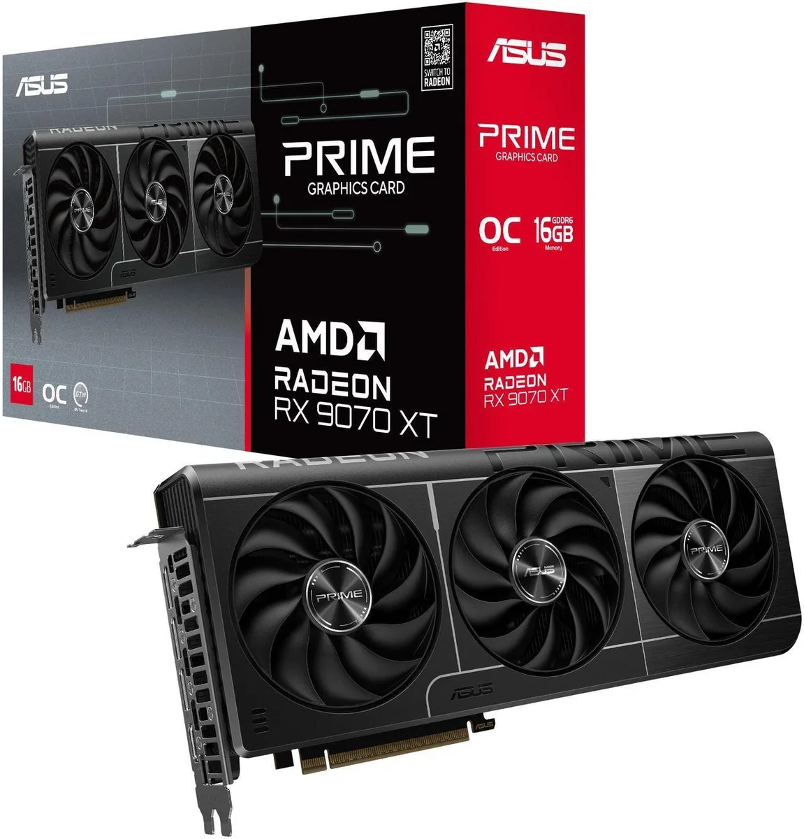 ASUS ASUS PRIME Radeon RX 9070 XT 16GB graphics card PRIME-RX9070XT-O16G — product photo