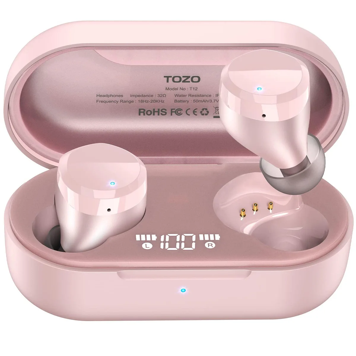 TOZO Store TOZO T12 Wireless Earbuds Rose Gold — product photo