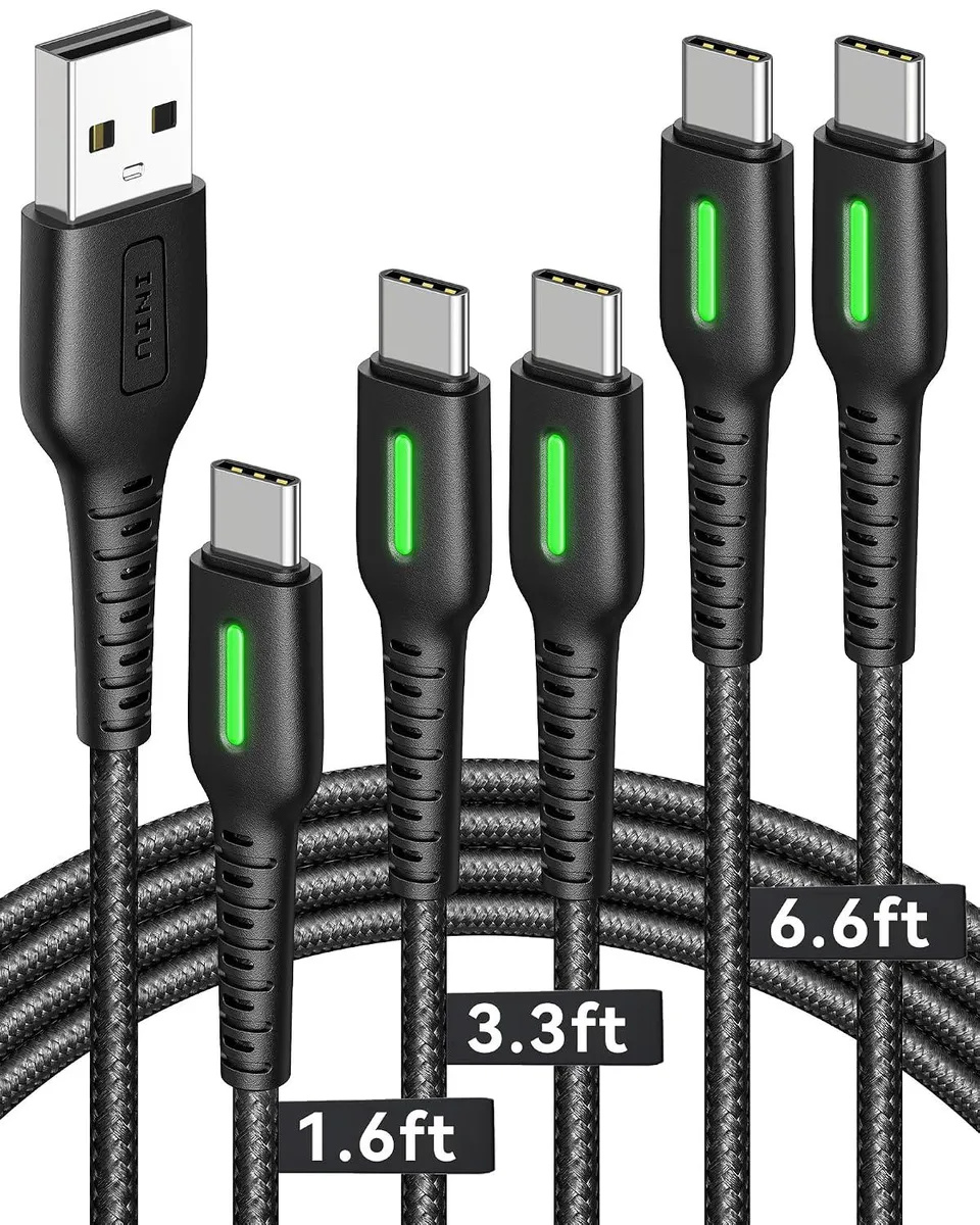 Kootion Kootion USB-A to USB-C Cable 5-Pack 1.6/3.3/6.6 ft 3.1A Nylon Braided — product photo