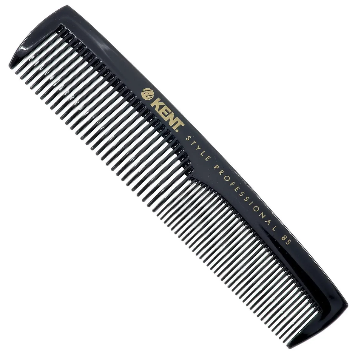 Black rubber salon comb, 5 inches, fine and wide teeth, matte finish