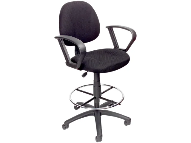 BOSS Office Products BOSS Office Products B1617-BK Ergonomic Drafting Chair with Loop Arms and Foot Rest 27" Base 250lb Capacity — product photo