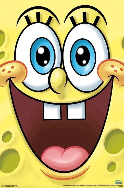 Rectangular Spongebob face poster print 22 by 34 inches on heavy paper
