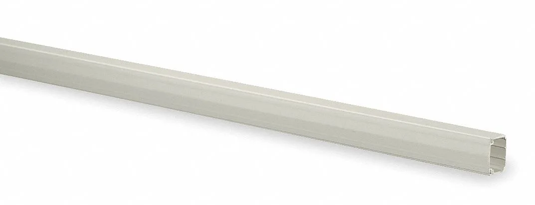 White PVC cord cover, 7 ft long, latching single channel, office white finish