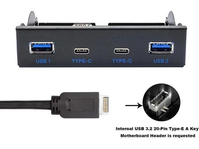LORDWORLD LORDWORLD USB 3.2 10Gbps 3.5" Front Panel Hub 2x Type-C 2x USB-A 20pin Type-E — product photo