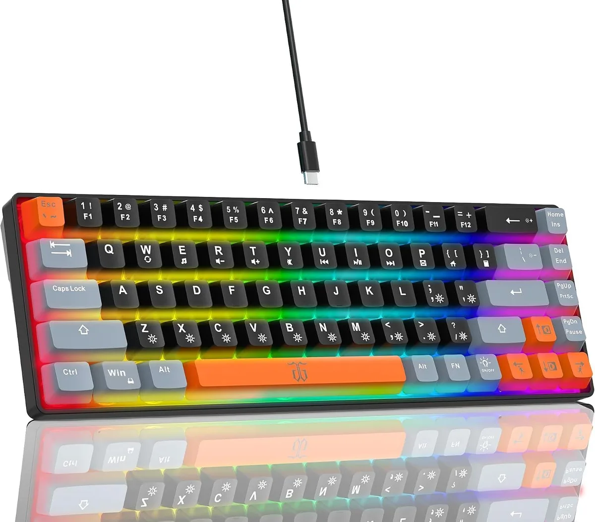 TUKO TUKO 60% 68-Key RGB Gaming Keyboard Black-Grey-Orange — product photo