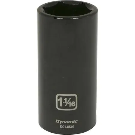 Black phosphate 1/2-inch drive deep socket, six-point, laser-etched size markings